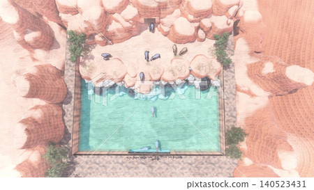 A 3DCG illustration of a hippopotamus at a zoo, swimming and relaxing in the water, with a person present. A 3DCG illustration of a hippopotamus at a zoo, swimming and relaxing in the water, with a person present. 140523431