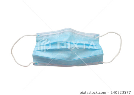 Blue surgical mask for health protection, on white background 140523577