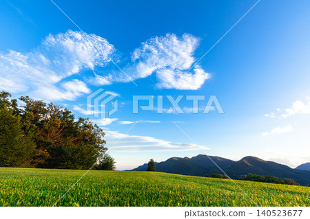 瑞士盧加諾的景色:綠色的草地,藍色天空中飄浮的白雲,以及山脈。 瑞士盧加諾的景色:綠色的草地,藍色天空中飄浮的白雲,以及山脈。 140523677