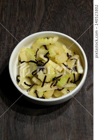 Celery and salted kelp tossed in sesame oil Celery and salted kelp tossed in sesame oil 140523802