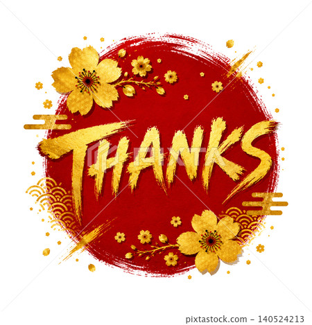THANKS / Luxurious red circle with gold lettering - Thank you message material 140524213