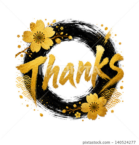THANKS / Luxurious Black Enso (circle) with Gold Lettering - Japanese Style Design Material for Expressing Gratitude THANKS / Luxurious Black Enso (circle) with Gold Lettering - Japanese Style Design Material for Expressing Gratitude 140524277