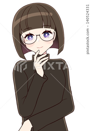 一位戴著眼鏡、留著及肩短髮的女士微笑著。 一位戴著眼鏡、留著及肩短髮的女士微笑著。 140524331