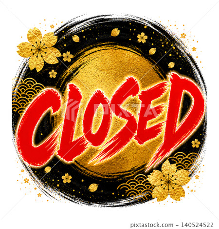 CLOSED / Luxurious Black Enso (Circle) with Red Text - Business Closed - Japanese Style Design Material CLOSED / Luxurious Black Enso (Circle) with Red Text - Business Closed - Japanese Style Design Material 140524522