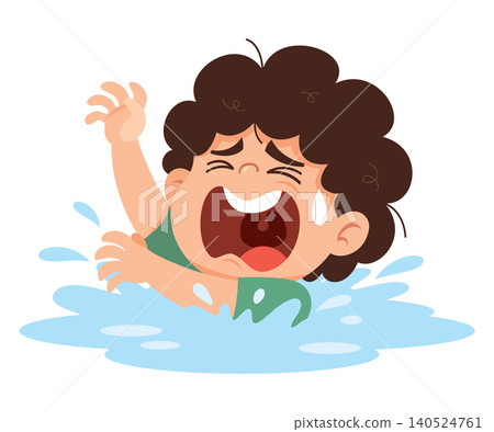 Drowning Child Cartoon Illustration Water Safety Danger Emergency Concept Cute Flat Vector Drowning Child Cartoon Illustration Water Safety Danger Emergency Concept Cute Flat Vector 140524761