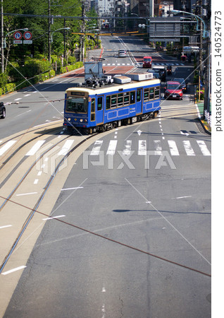 東京的藍色復古電車 東京的藍色復古電車 140524773