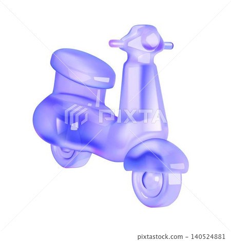 Glass Scooter Icon in Translucent Blue Glass Scooter Icon in Translucent Blue 140524881