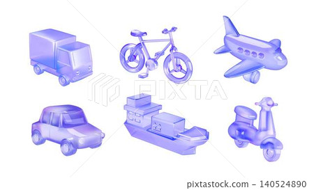 Set of Transparent Glass Vehicle Icons Set of Transparent Glass Vehicle Icons 140524890