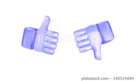 Blue Glass Thumbs Up and Down Icons 140524894