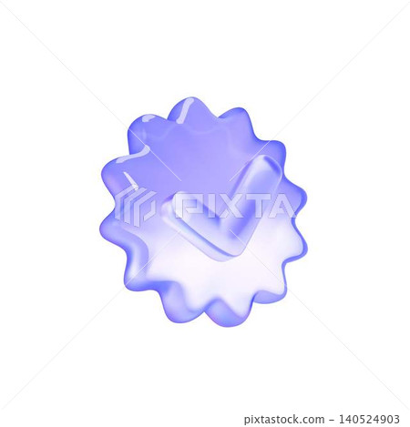 Glass Badge Icon with Blue Checkmark Glass Badge Icon with Blue Checkmark 140524903