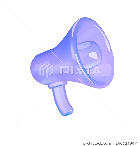 Transparent Glass Megaphone Icon on White Background Transparent Glass Megaphone Icon on White Background 140524907