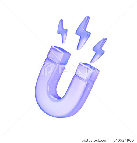 Glass Effect Magnet Icon with Lightning Bolts Glass Effect Magnet Icon with Lightning Bolts 140524909