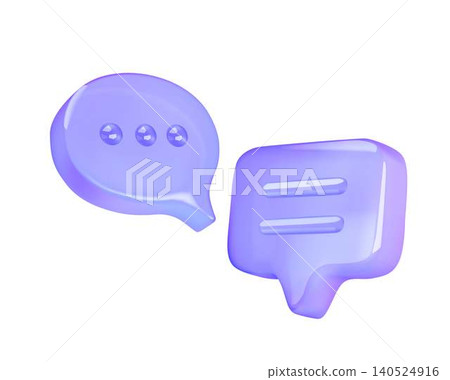3D Glass Chat Icons in Purple Hue 3D Glass Chat Icons in Purple Hue 140524916
