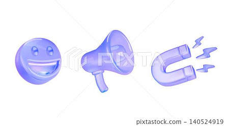 Blue Glass Icons of Smile Megaphone Magnet 140524919