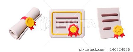 Three Cartoon Style Certificates with Seals Three Cartoon Style Certificates with Seals 140524936
