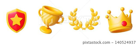 Set of Four Golden Reward Icons on White Set of Four Golden Reward Icons on White 140524937