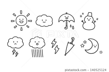 Cute weather icon line art set 140525124