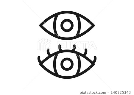 Set of 2 line art icons of eyes Set of 2 line art icons of eyes 140525343