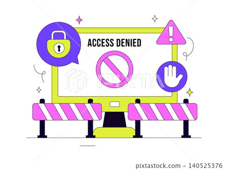 Access Denied Vector Illustration Featuring Cybersecurity Protection, Authentication Failure, User Restriction, Secure Login and Data Access Control Access Denied Vector Illustration Featuring Cybersecurity Protection, Authentication Failure, User Restriction, Secure Login and Data Access Control 140525376