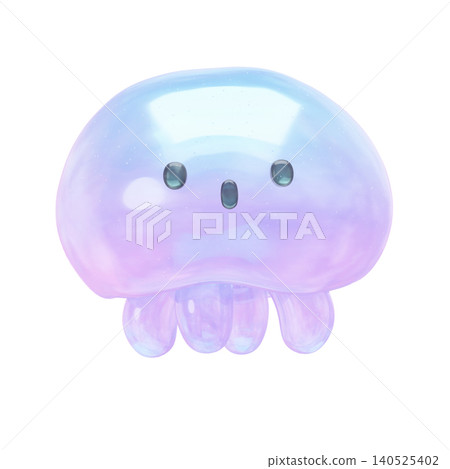 夢幻可愛的立體海洋生物貼紙風格3D圖示:水母 夢幻可愛的立體海洋生物貼紙風格3D圖示:水母 140525402