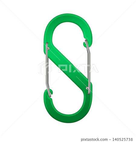Green SShaped Carabiner Isolated on White Green SShaped Carabiner Isolated on White 140525738