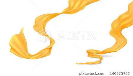 Flowing Orange Silk on White Background Flowing Orange Silk on White Background 140525765