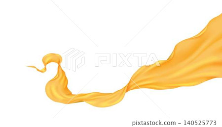 Flowing yellow fabric on white background Flowing yellow fabric on white background 140525773