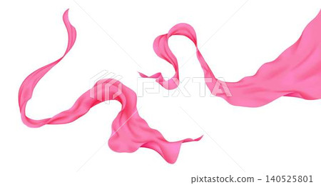 Flowing Pink Silk Ribbon on White Background 140525801