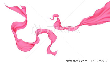 Flowing Pink Silk Ribbons on White Background Flowing Pink Silk Ribbons on White Background 140525802
