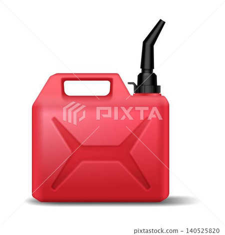 Red Fuel Canister with Spout on White Background 140525820
