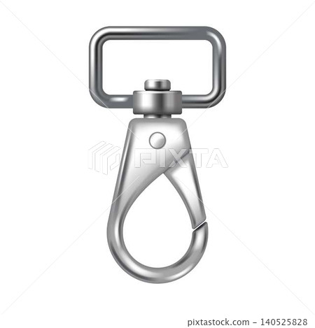 Realistic Metallic Swivel Hook Clip on White Background Realistic Metallic Swivel Hook Clip on White Background 140525828