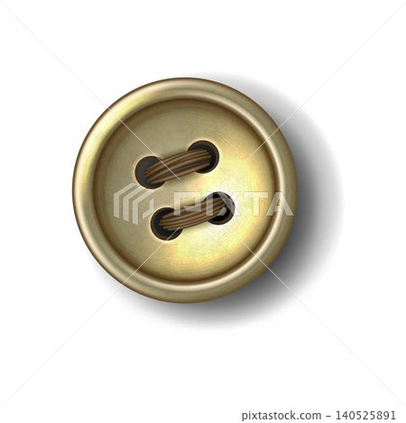 Realistic Brass Button on White Surface 140525891