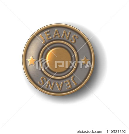 Round Metallic Button With Jeans Inscription Round Metallic Button With Jeans Inscription 140525892