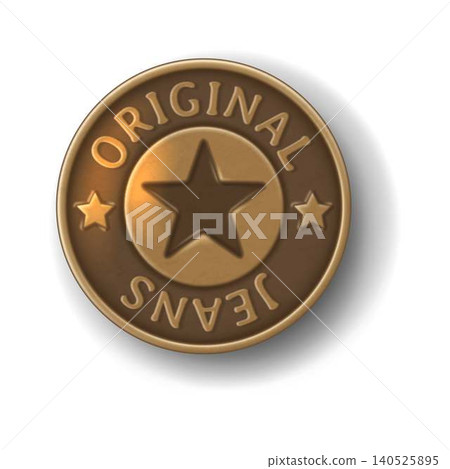 Bronze Button with Star and Text Design Bronze Button with Star and Text Design 140525895