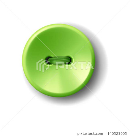 Vibrant Green Sewing Button on Plain Backdrop Vibrant Green Sewing Button on Plain Backdrop 140525905