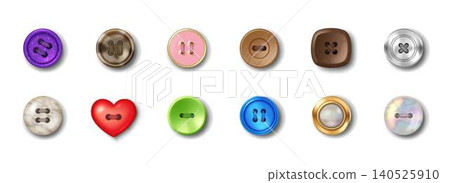 Assorted Decorative Buttons on White Background Assorted Decorative Buttons on White Background 140525910