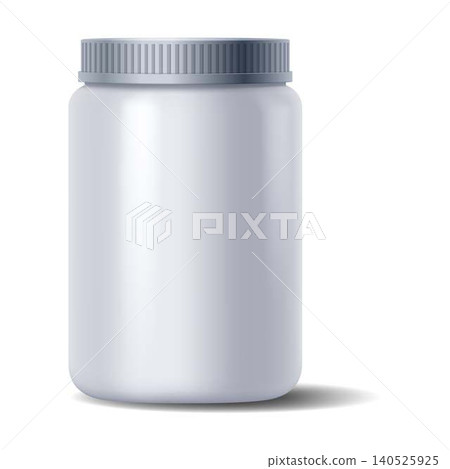 White Plastic Jar with Grey Cap on White Background White Plastic Jar with Grey Cap on White Background 140525925
