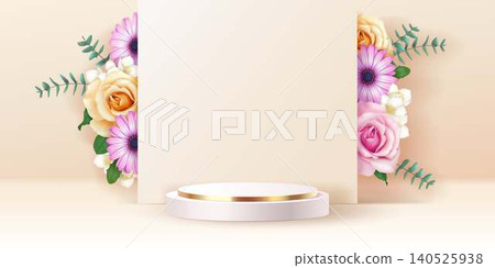 Elegant Product Display with Floral Background Elegant Product Display with Floral Background 140525938