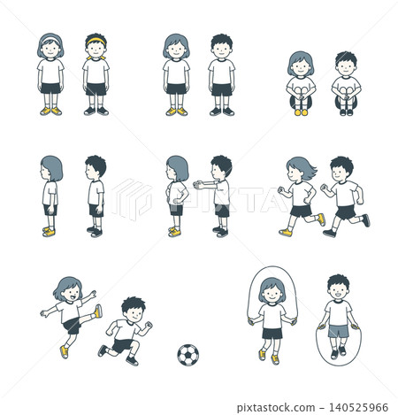Illustration set for elementary school boys and girls' physical education classes 140525966