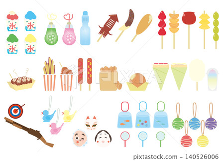 A set of cute illustrations of Japanese festival stalls. A set of cute illustrations of Japanese festival stalls. 140526006
