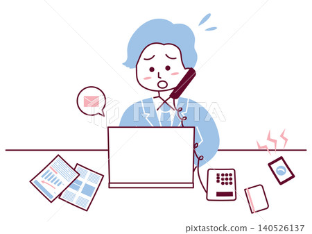 A man overwhelmed by phone calls and emails A man overwhelmed by phone calls and emails 140526137