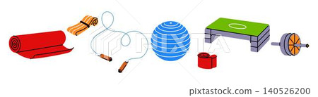 Colorful Fitness Equipment Illustration Colorful Fitness Equipment Illustration 140526200