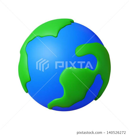 Colorful 3D Earth Illustration with Green Continents Colorful 3D Earth Illustration with Green Continents 140526272