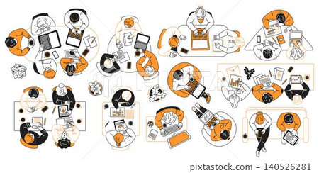 Top View of Collaborative and Freelance Workspaces Top View of Collaborative and Freelance Workspaces 140526281