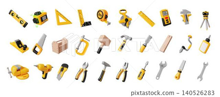 Set of Various Construction and Measurement Tools Set of Various Construction and Measurement Tools 140526283
