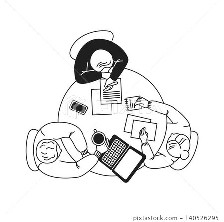 Business Meeting Illustration in Minimalist Style Business Meeting Illustration in Minimalist Style 140526295