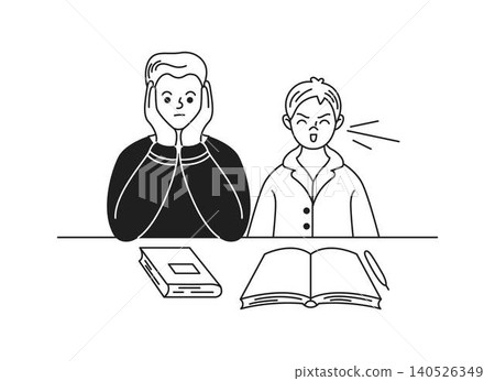 Two People with Contrast Emotions at Desk Two People with Contrast Emotions at Desk 140526349