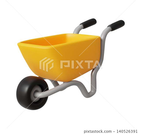 Yellow Plastic Wheelbarrow Isolated on White Yellow Plastic Wheelbarrow Isolated on White 140526391