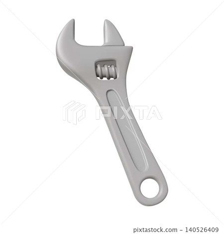 Metallic Adjustable Wrench on White Background Metallic Adjustable Wrench on White Background 140526409