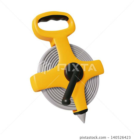 Yellow Measuring Tape Reel on White Background 140526423